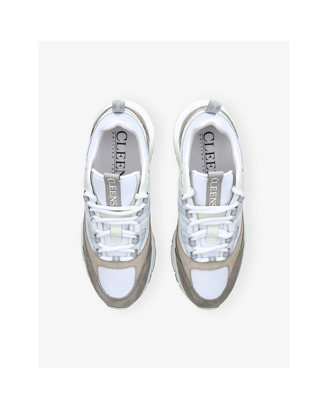 Cleens White Aero Runner Leather, Suede And Mesh Trainers for men