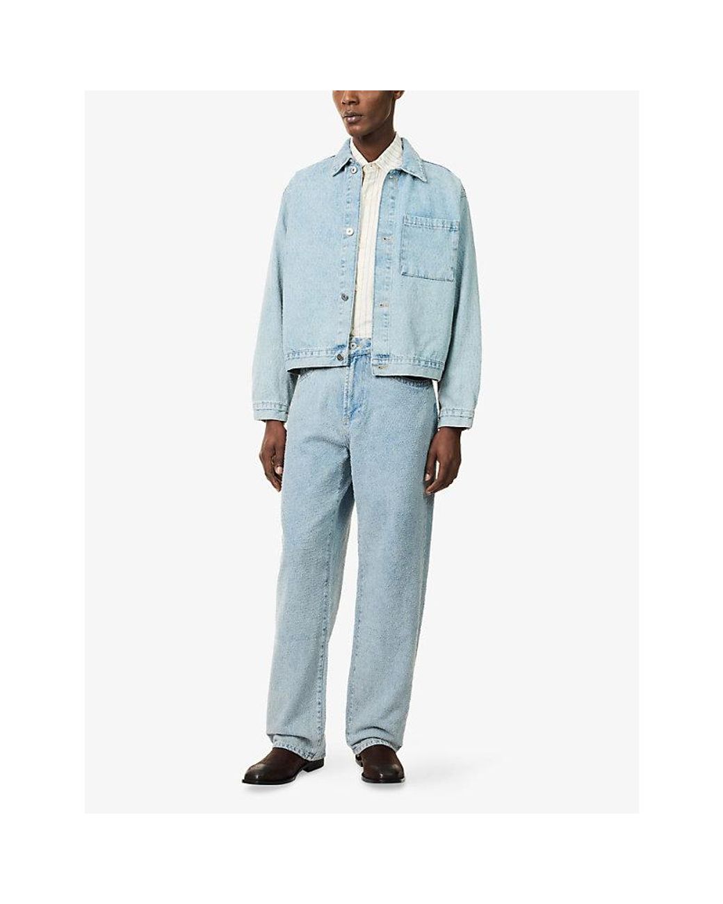 MKI Miyuki-Zoku Blue Twisted-Seam Wide-Leg Denim Jeans for men