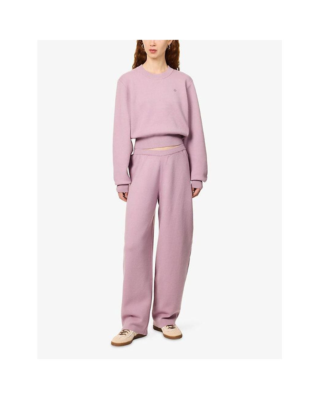 The Couture Club Purple Compact Brand-Embroidered Knitted Jumper