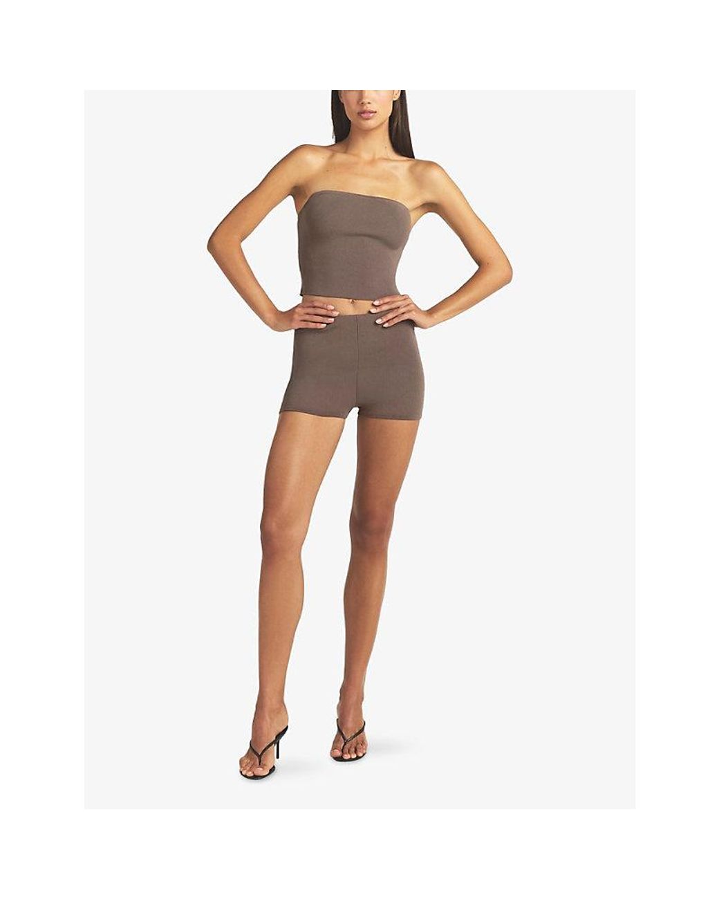 Skims Brown Refined Knit Tube Top