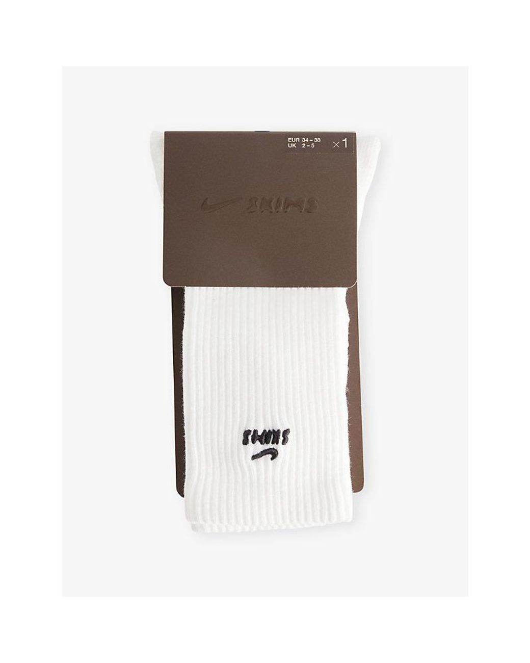 NikeSKIMS Brown Dri-Fit Pilates Grip Cotton-Blend Crew Socks