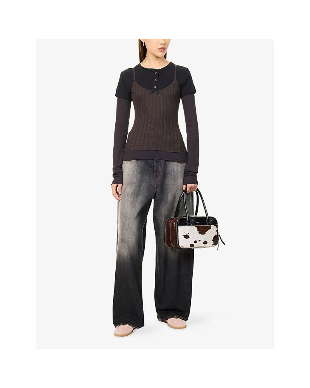Acne Gray 2023 Trafalgar Wide-Leg Denim Jeans