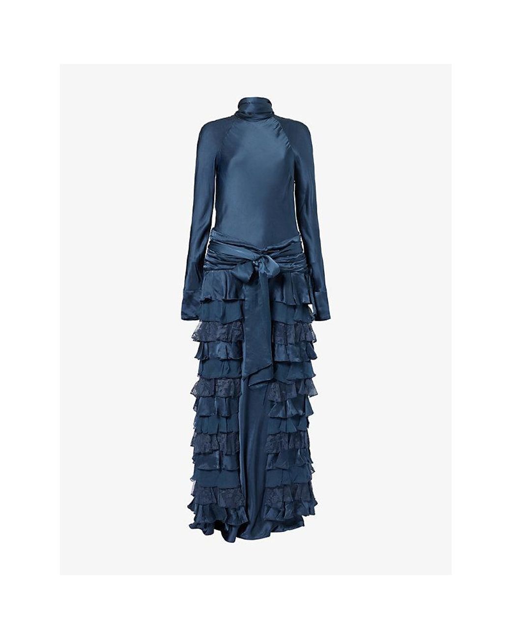Zimmermann Blue Valiant Ruffle Silk Maxi Dress