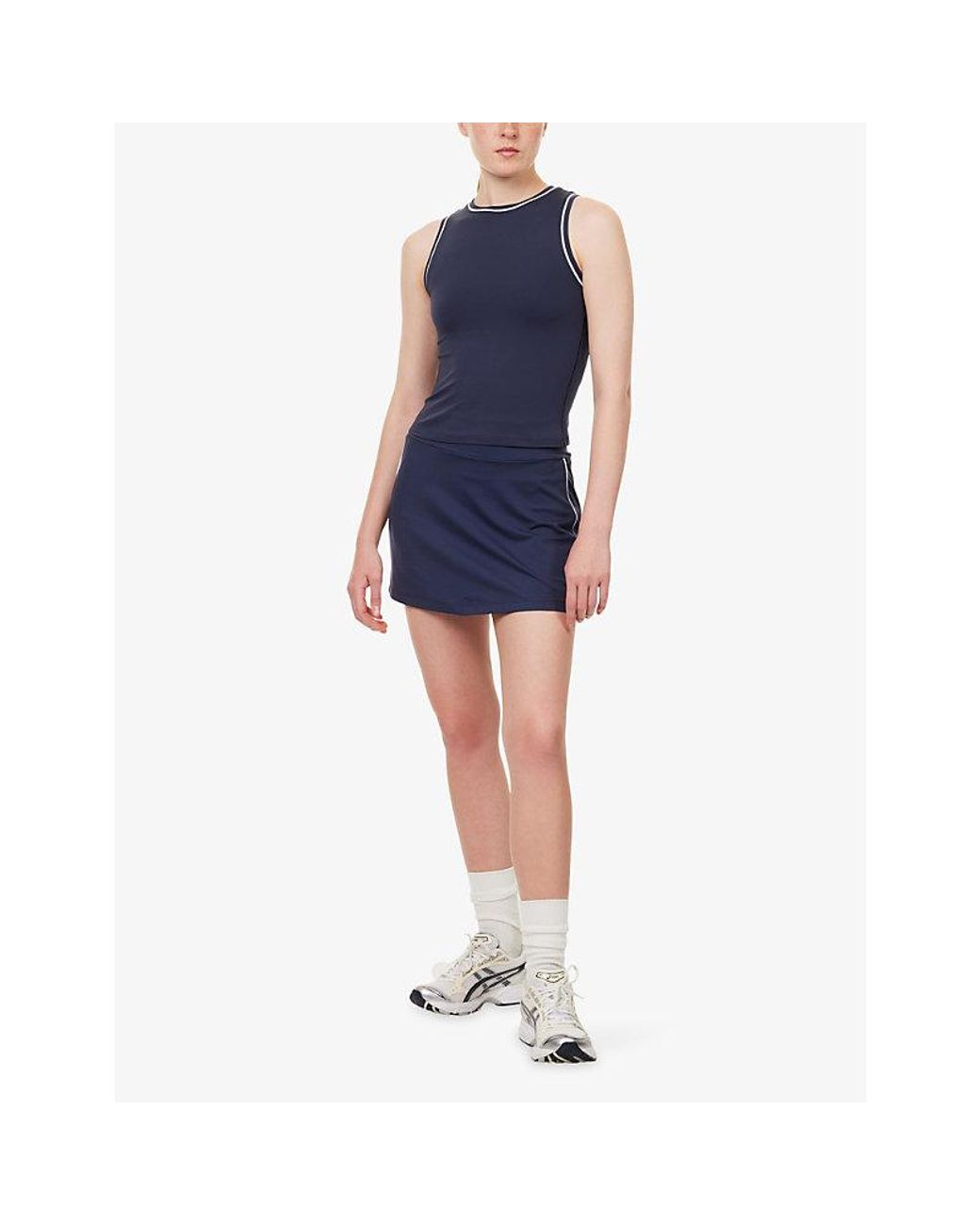 Varley Blue Lettie Slim-Fit Stretch-Woven Tank