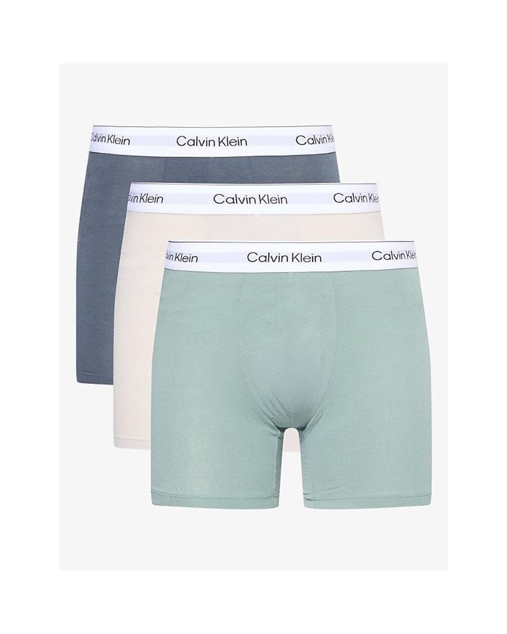 Calvin Klein Blue Icon Pack Of Three Stretch-Cotton Boxer Briefs for men