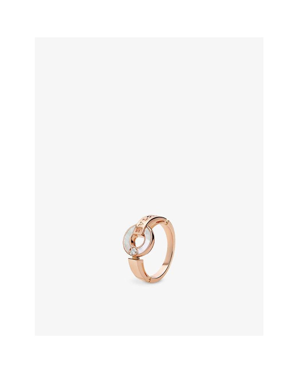 BVLGARI White 18Ct Rose- 0.04Ct Brilliant-Cut Diamond And Mother-Of-Pearl Ring