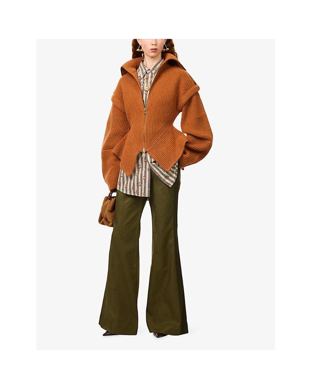 Zimmermann Brown Valiant Utility Wool-Blend Cardigan