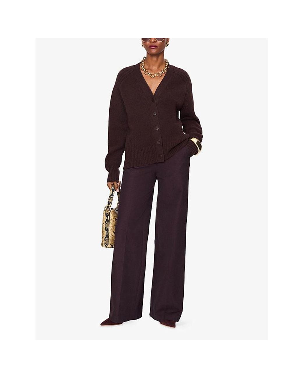Joseph Brown Lele V-Neck Relaxed-Fit Cashmere Cardigan