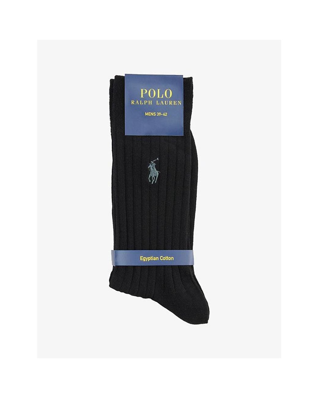 Polo Ralph Lauren Black Logo-Embroidered Stretch-Cotton Blend Socks for men