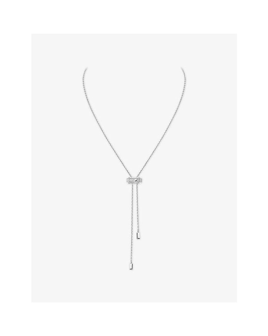 Messika Metallic Moderniste Pave Tie 18Ct And 0.10Ct Diamond Necklace