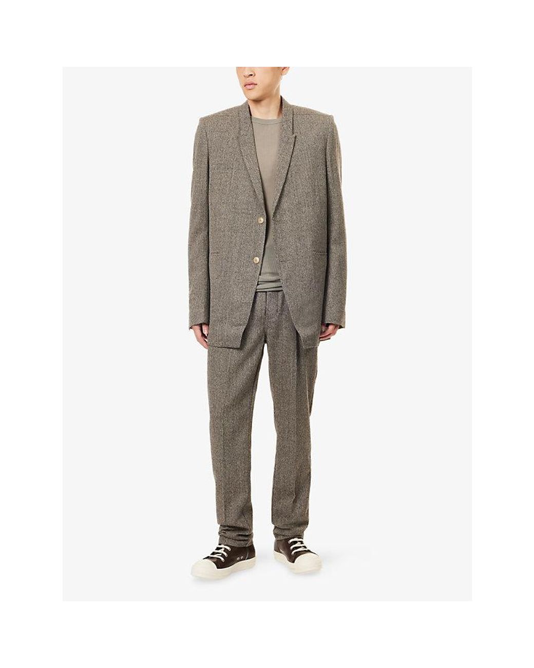 Rick Owens Brown Concordian Peak-Lapel Wool Blazer for men
