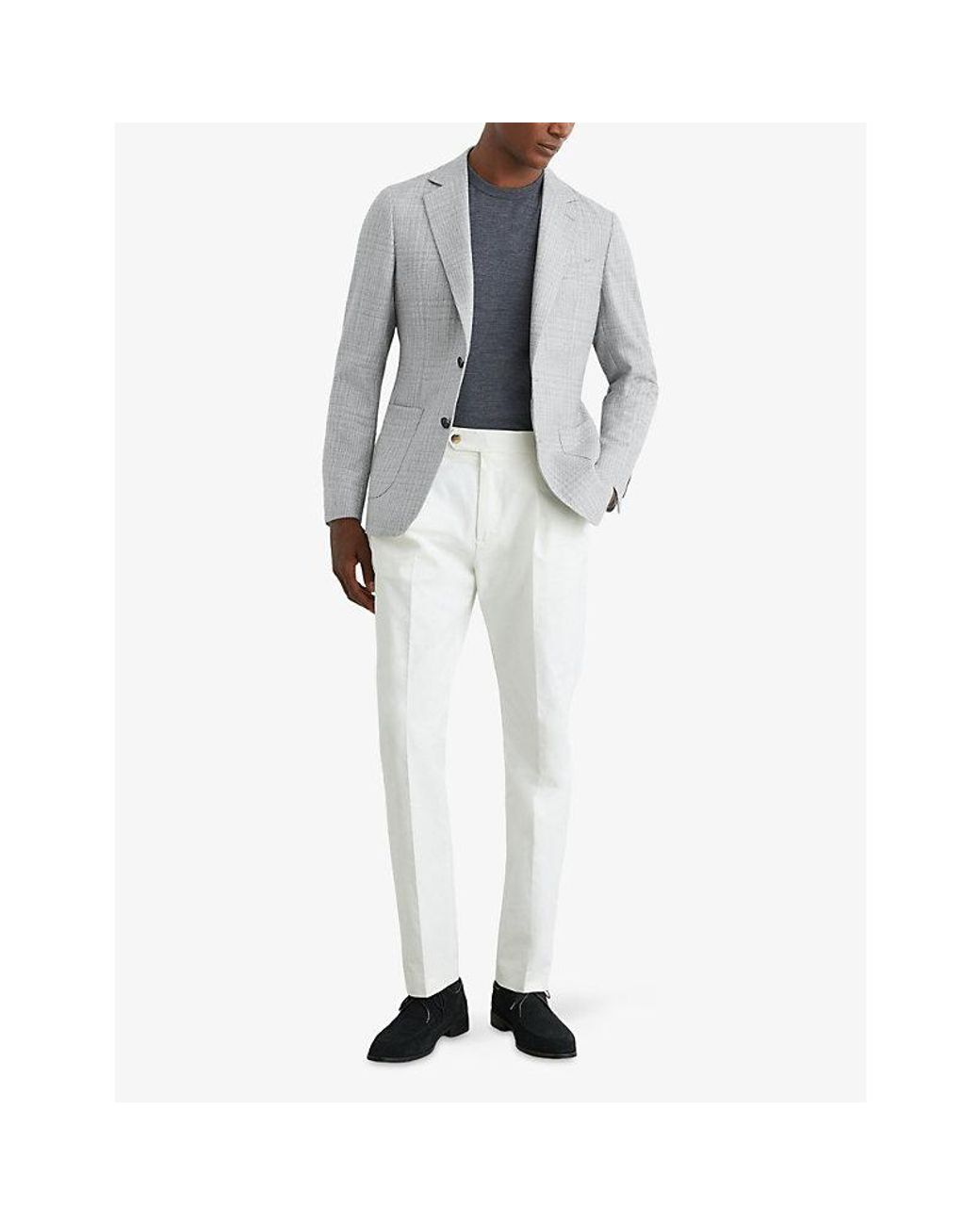 Reiss Gray Joe Checked Single-Breasted Wool-Blend Blazer for men