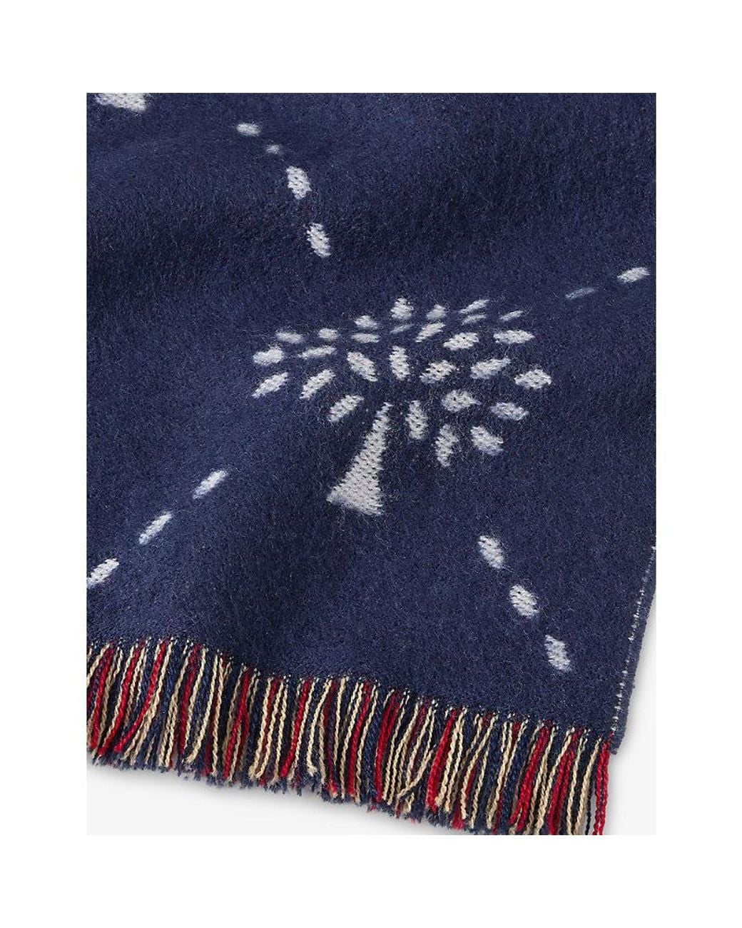 Mulberry Blue Diamond Tree Jacquard Wool Scarf