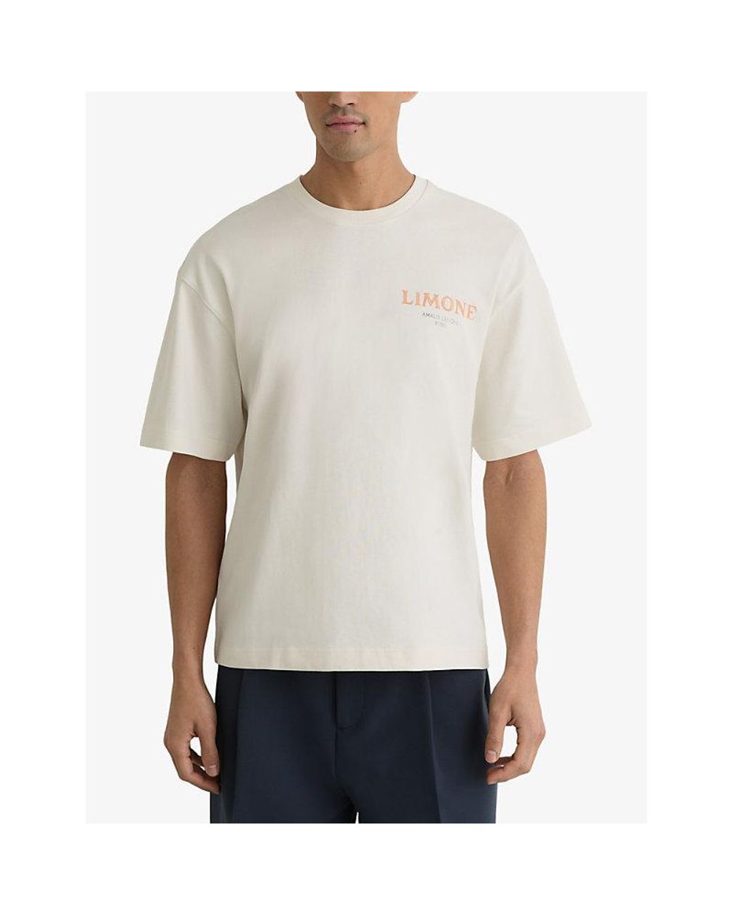 Reiss White Calvino Graphic-Print Relaxed-Fit Cotton T-Shirt for men