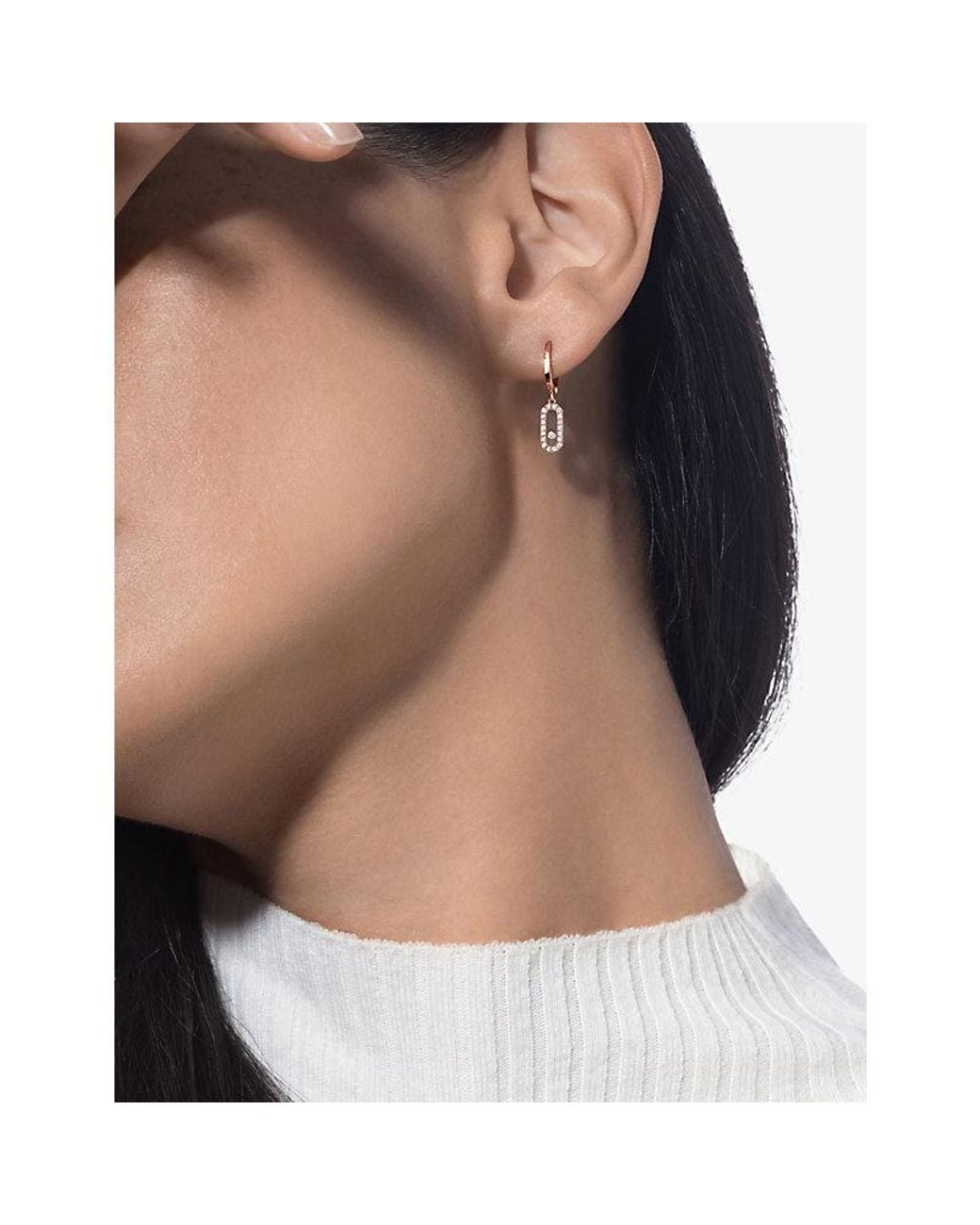 Messika White Move Uno 18Ct And 0.19Ct Diamond Hoop Earrings