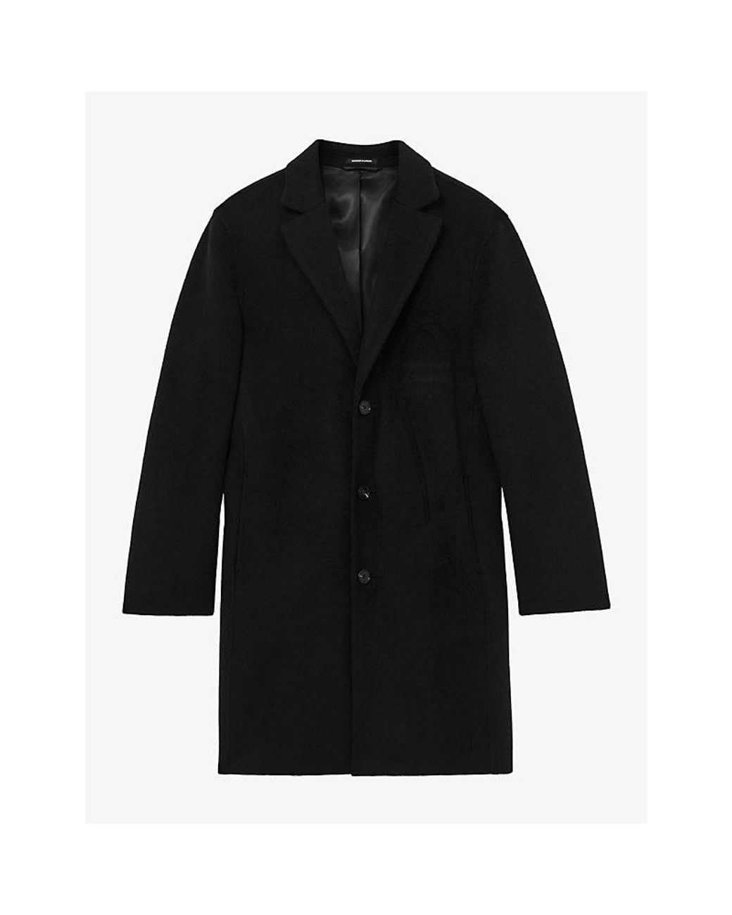 Reiss Black Knight Single-Breasted Wool-Blend Coat for men