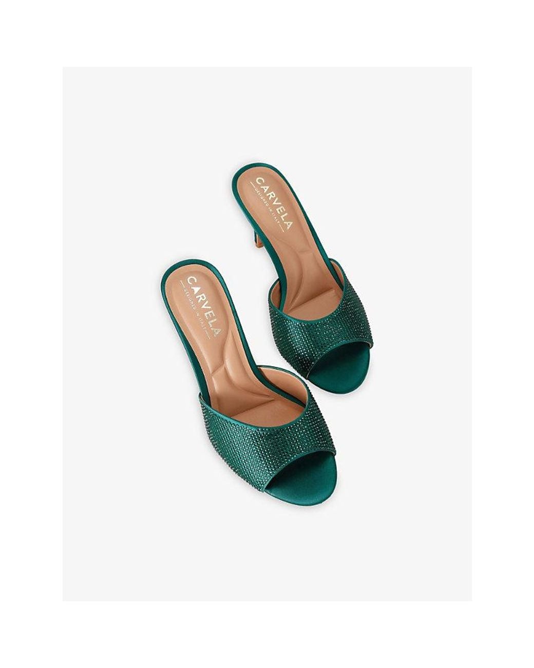Carvela Kurt Geiger Green Silvia Bead-Embellished Heeled Mules