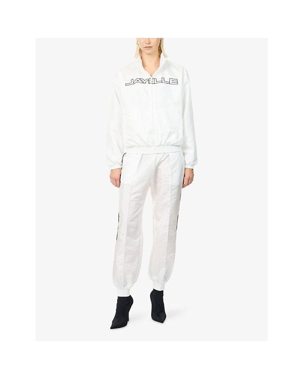 Jay3Lle White Brand-Embroidered Soft-Shell Jacket