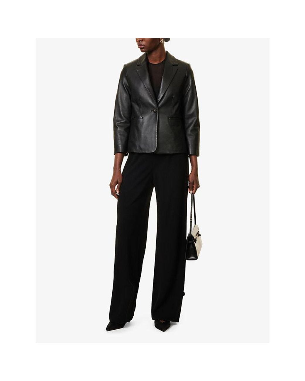 Vince Black Elasticated-Waistband Straight-Leg High-Rise Crepe Trousers