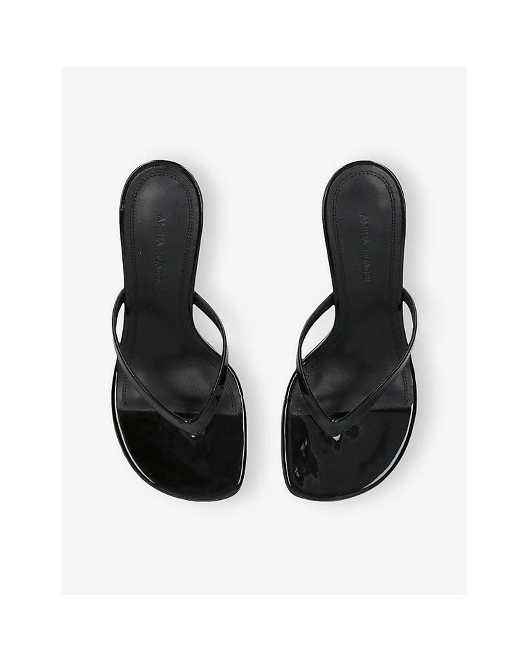 AMINA MUADDI Black Juliette Thong 70 Leather Heeled Sandals