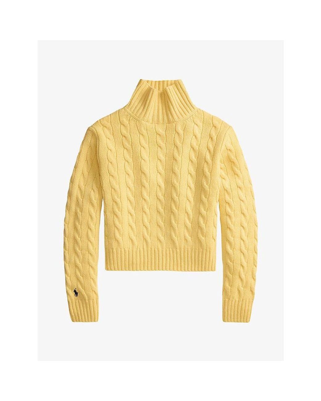 Polo Ralph Lauren Yellow Cable-Knit High-Neck Wool And Cashmere Jumper