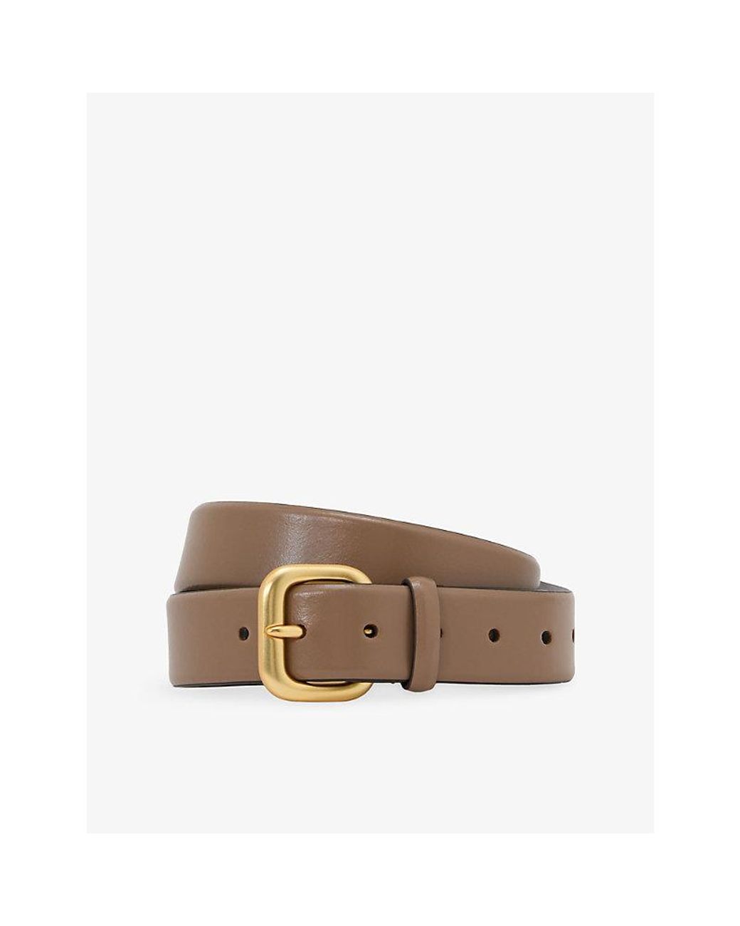 Reiss Brown Arden Square-Buckle Leather Belt