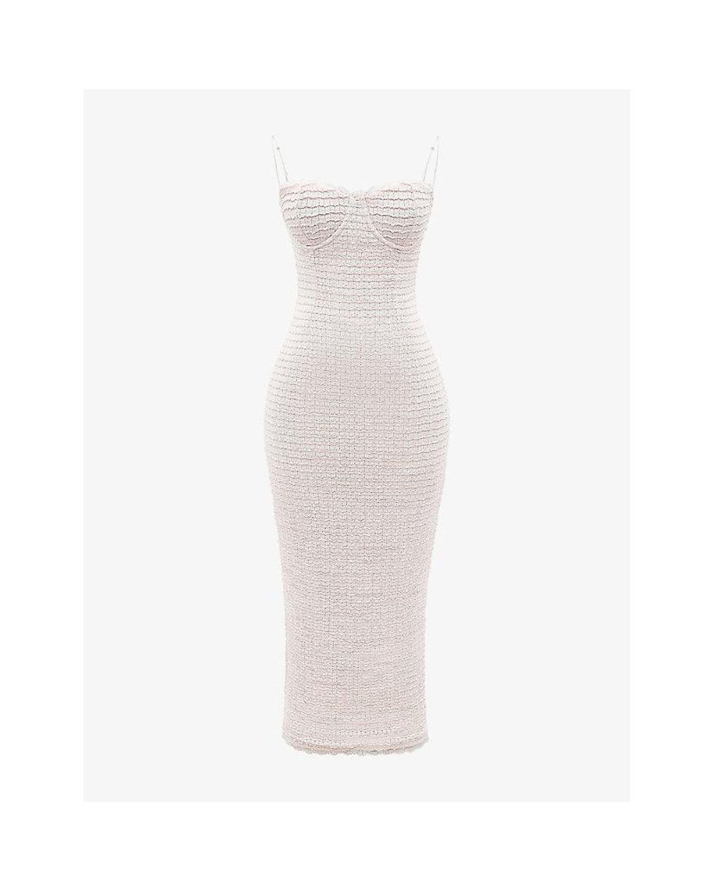 chinese dress ladies Grey Bodycon Midi Dress Crochet High Neck  AX Paris