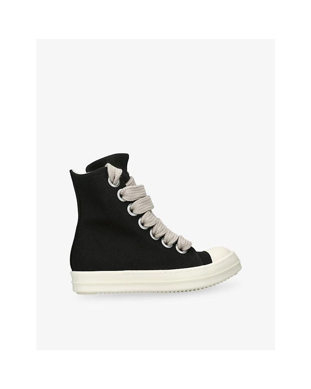 Rick Owens Black Jumbolace Denim High-Top Trainers