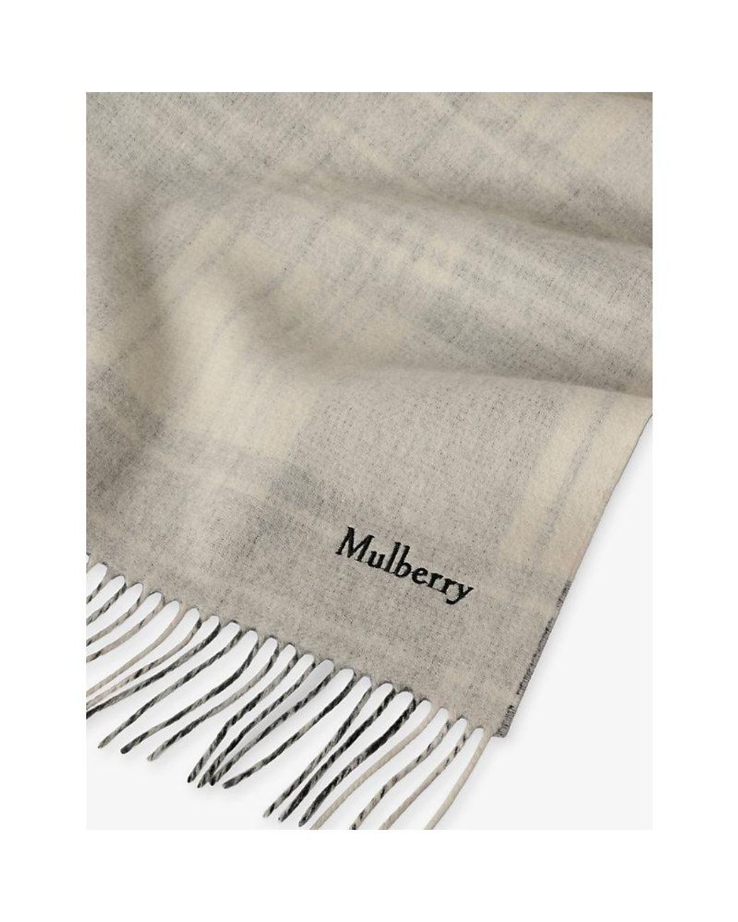 Mulberry Gray Heritage Check Reversible Wool Scarf