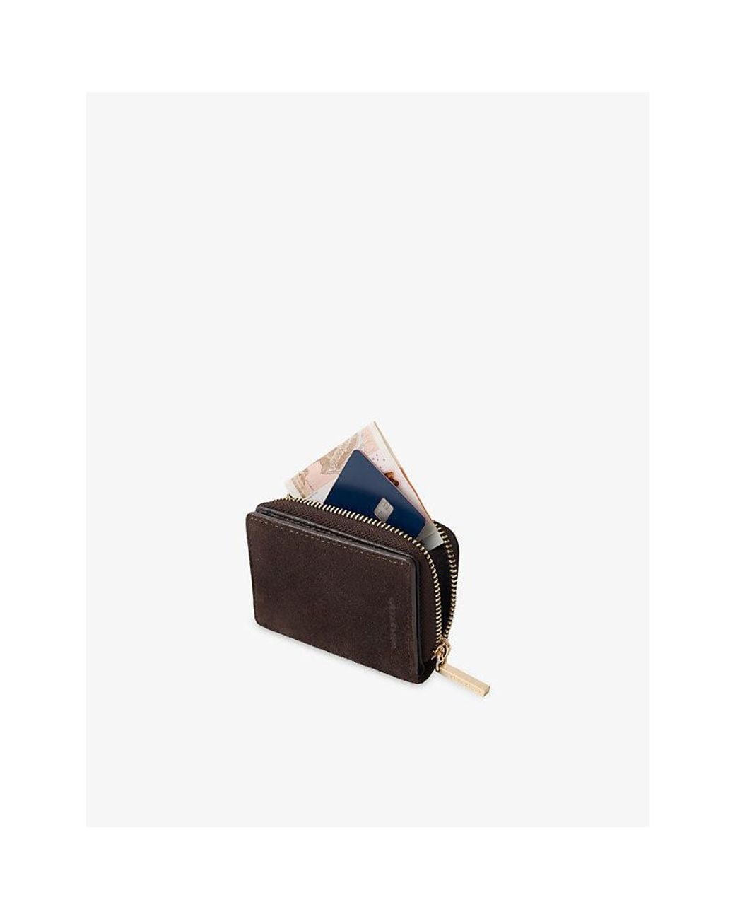 Whistles Black Brand-Debossed Suede Purse