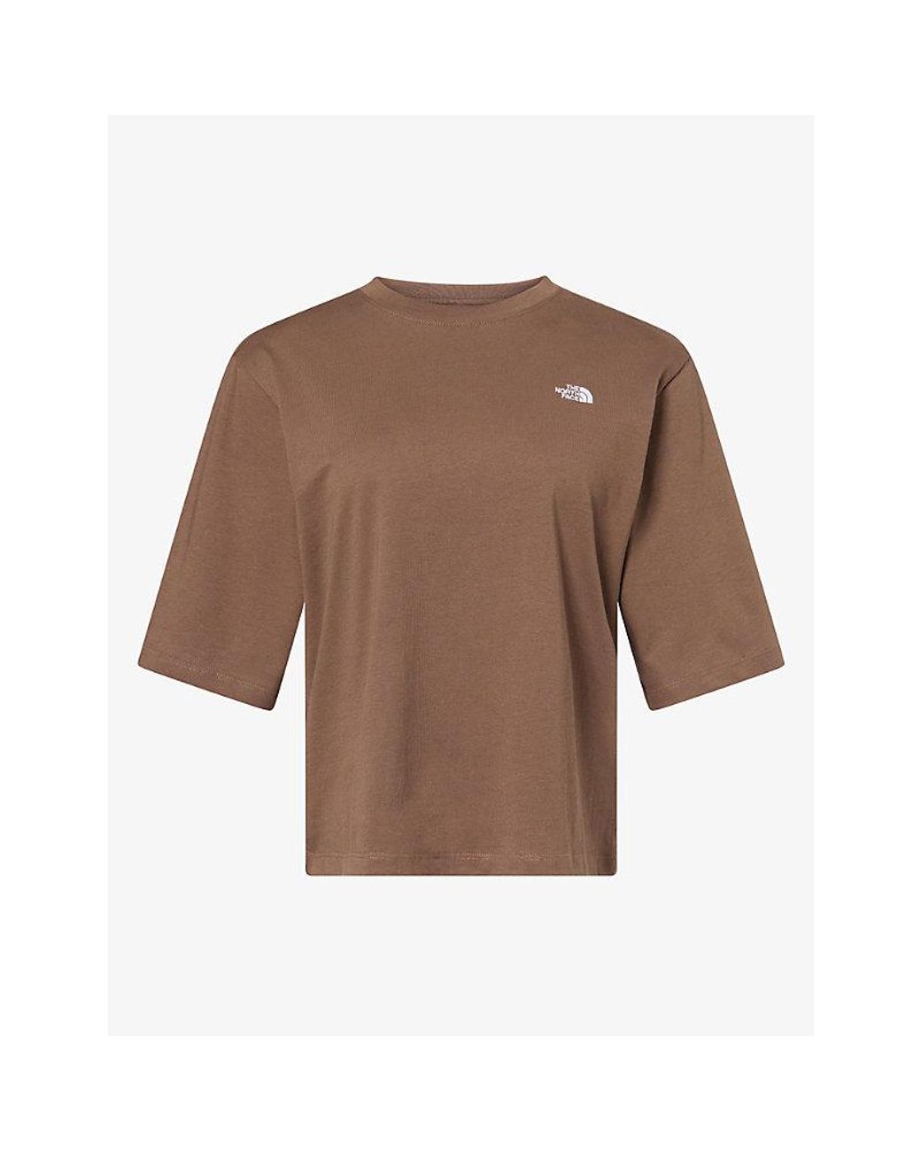 The North Face Brown Logo-Embroidered Boxy-Fit Cotton T-Shirt