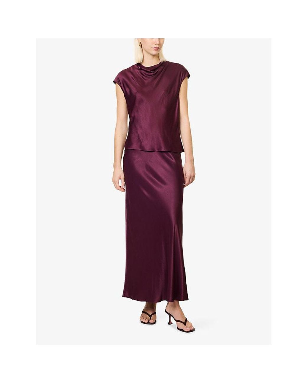 Rails Purple Romina Satin Maxi Skirt