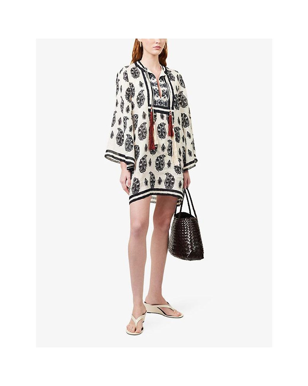 Johanna Ortiz White Caretaker Of The Jungle Linen Mini Dress