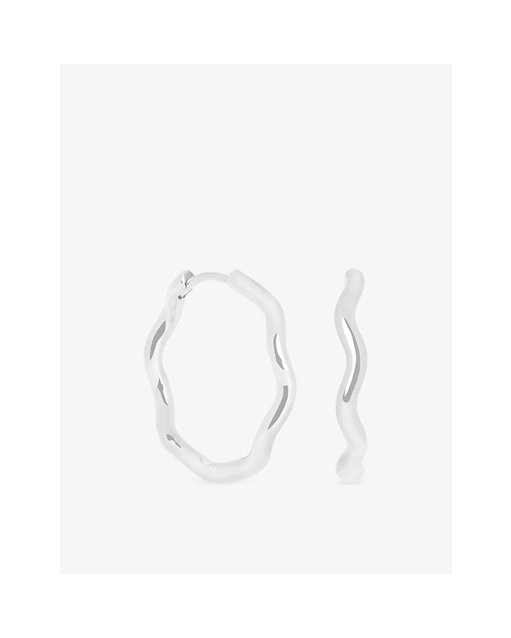 Astrid & Miyu White Ripple-Plated Sterling Hoop Earrings