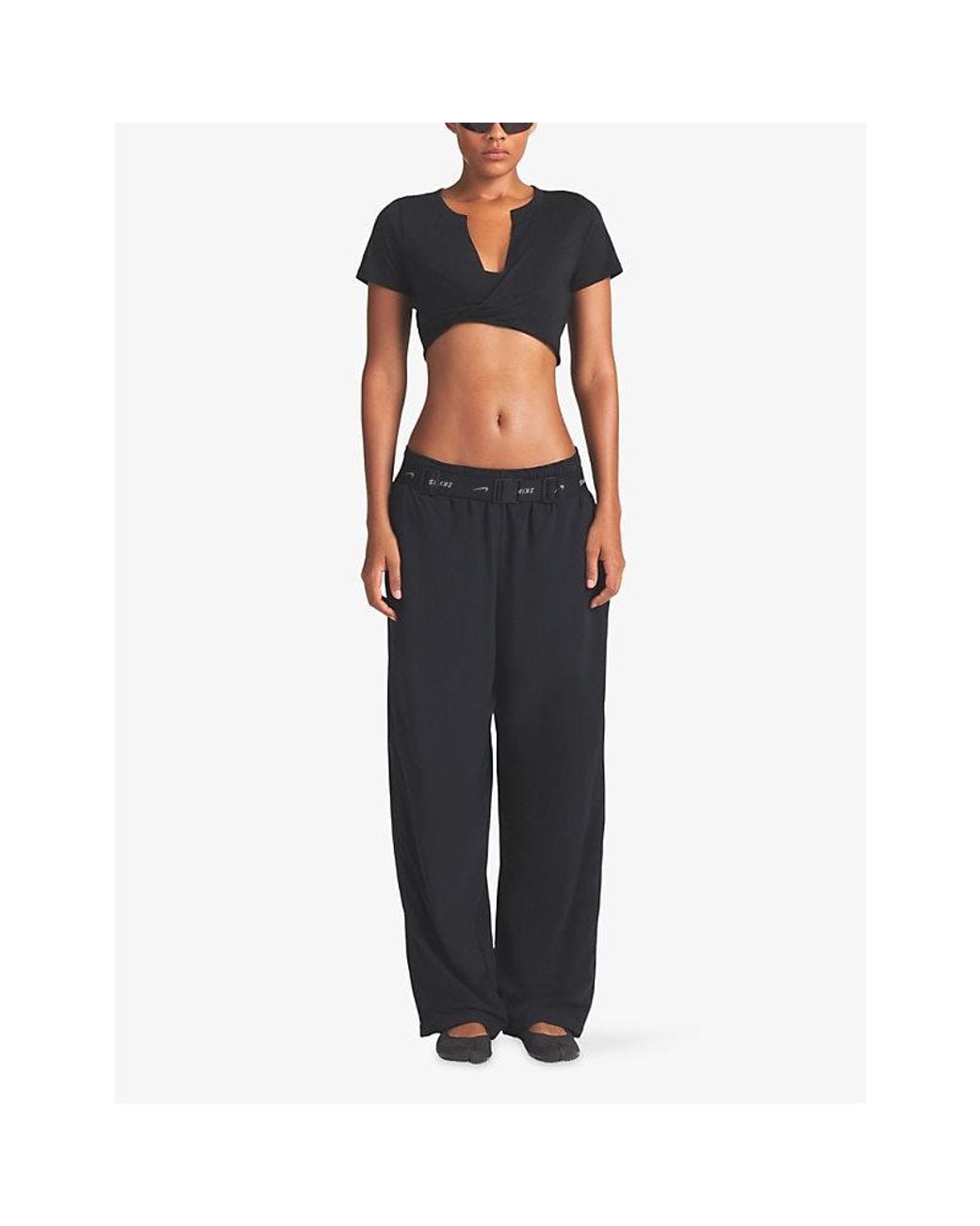 NikeSKIMS Black Performance Cotton Blend Cropped Twist Tank Top