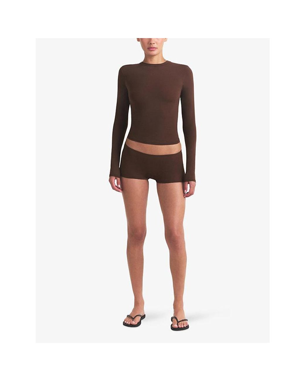 Skims Brown Fits Everybody Long-Sleeve Jersey T-Shirt