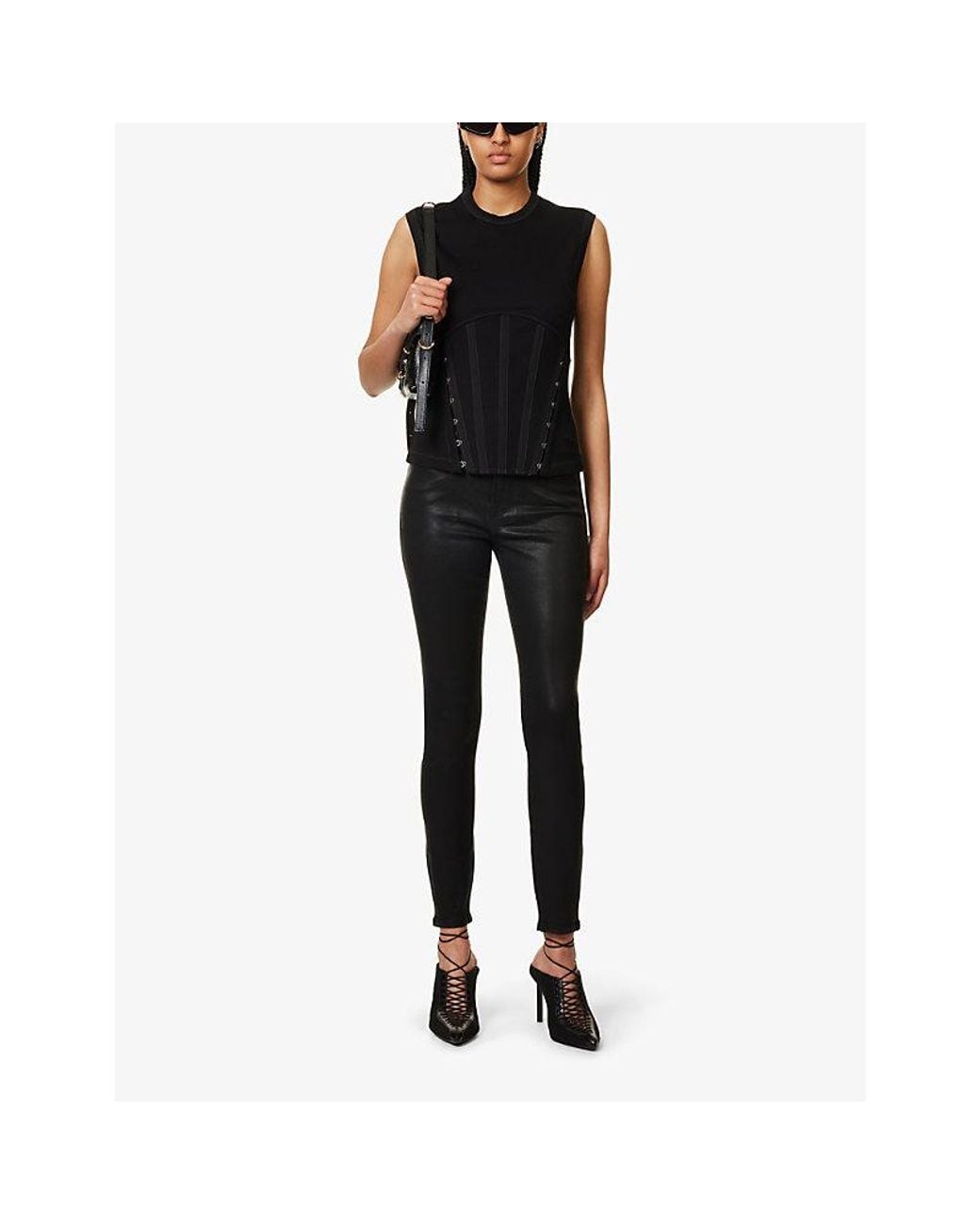 GOOD AMERICAN Black Good Legs Tapered-Leg Denim Jeans