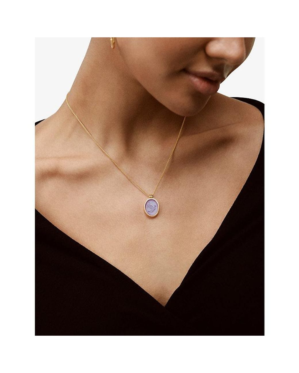 Monica Vinader Metallic Intaglio Dove 18Ct-Plated Vermeil Sterling- Pendant Necklace