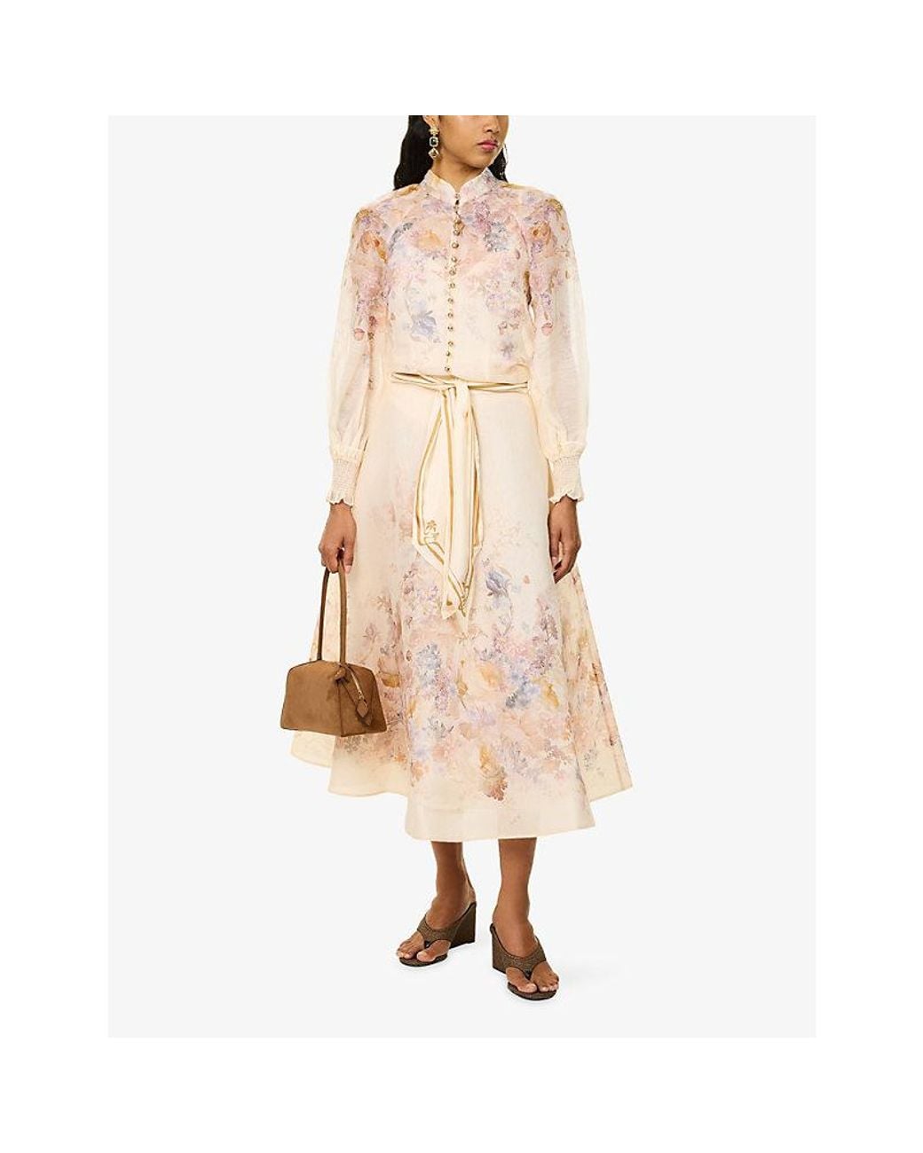 Zimmermann Pink Ascent Floral Linen-And-Silk Top
