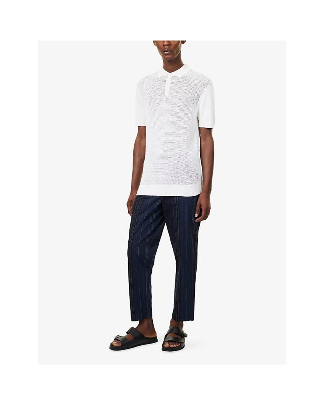 Orlebar Brown White Burnham Tie-Knit Silk And Cotton Polo Shirt for men
