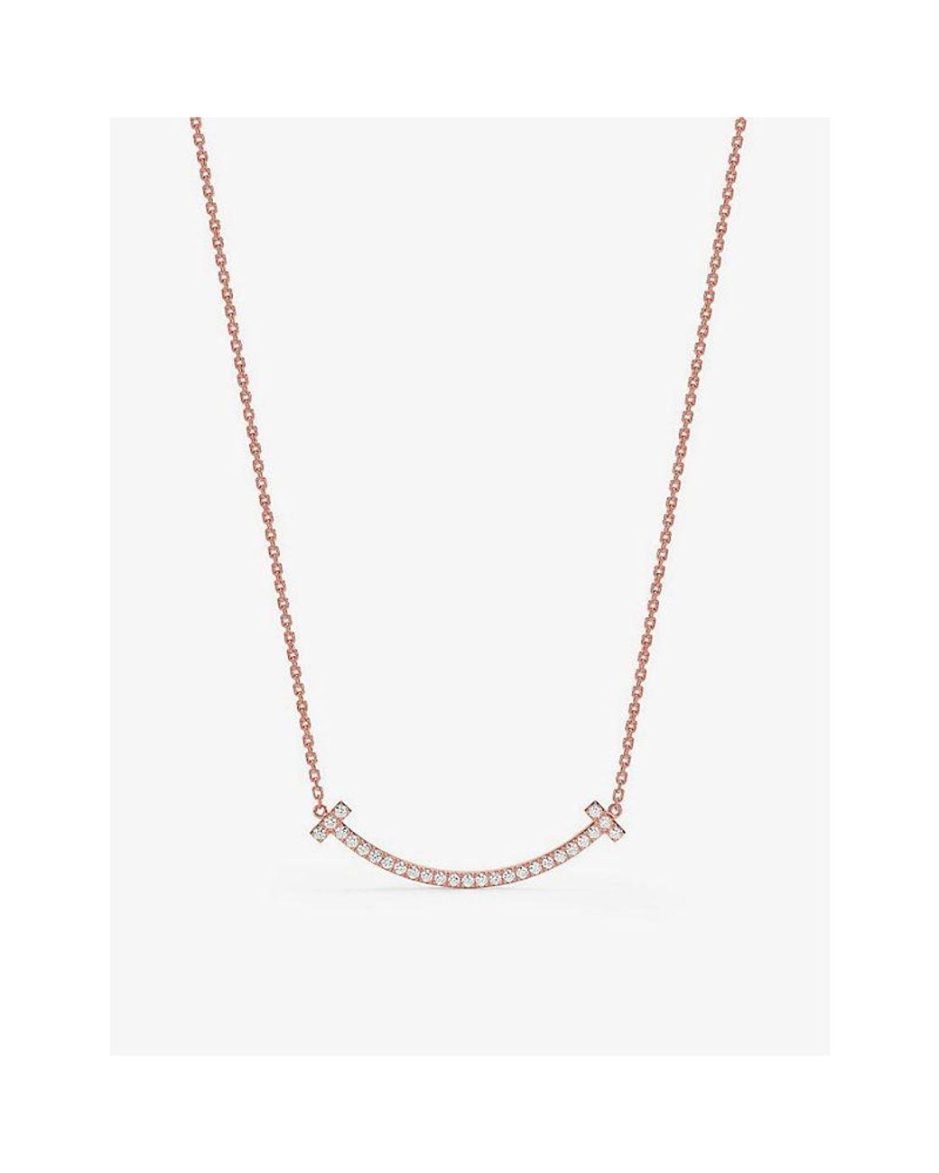 Tiffany & Co White Tiffany T Smile 18Ct Rose- And Diamond Necklace