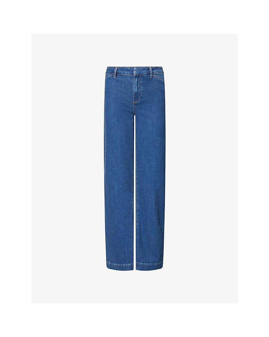 PAIGE Blue Leenah Curve-Pocket Wide-Leg Denim Jeans