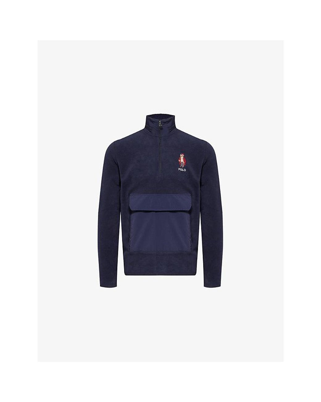Polo Ralph Lauren Polo Bear Embroidered Patch Pocket Fleece Sweatshirt in Blue for Men Lyst UK