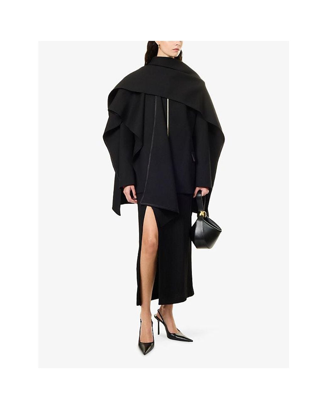 DARKPARK Black Robin Detachable Cape Wool Blazer Jacket