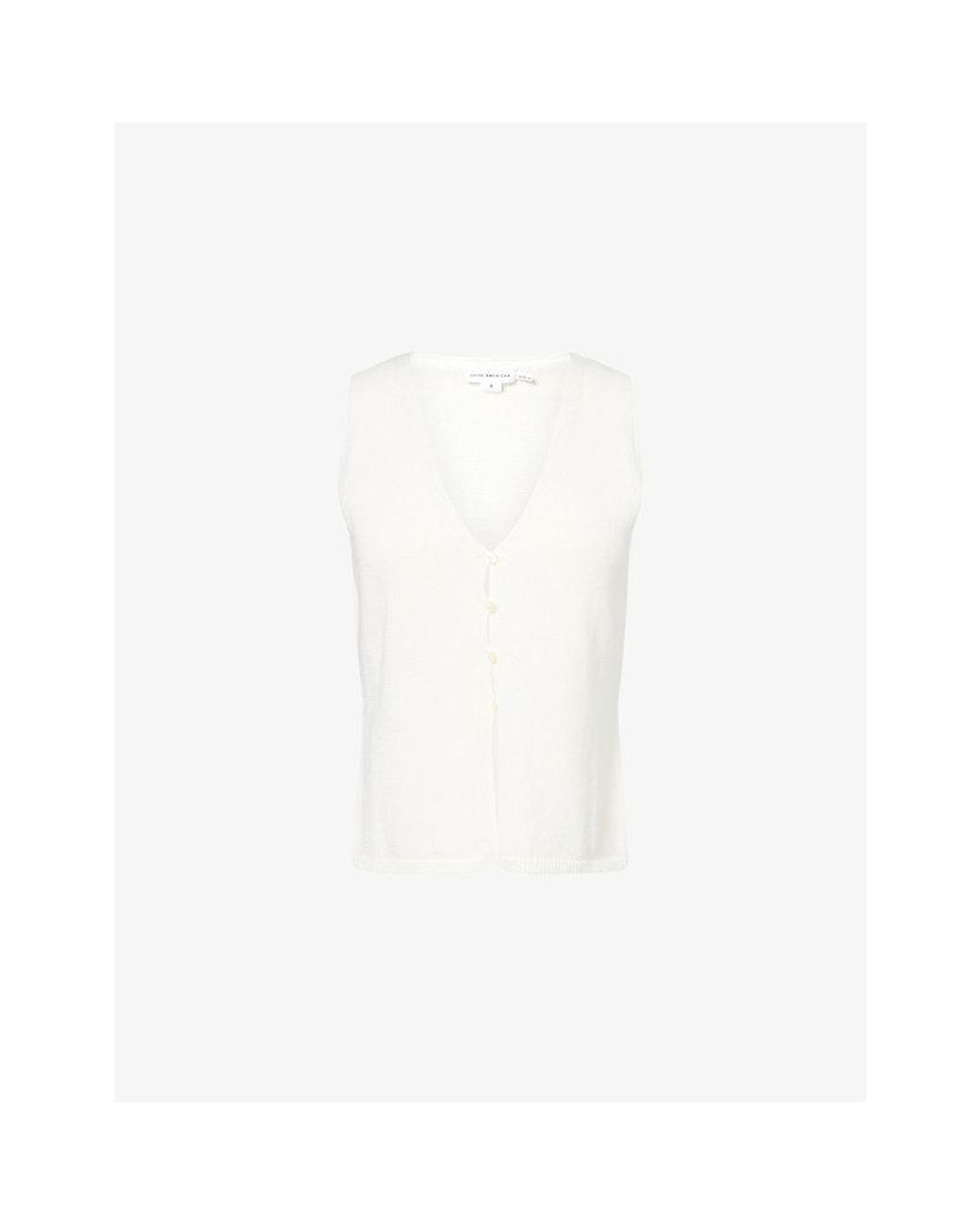 GOOD AMERICAN White The Knit Cotton And Linen-Blend Vest Top