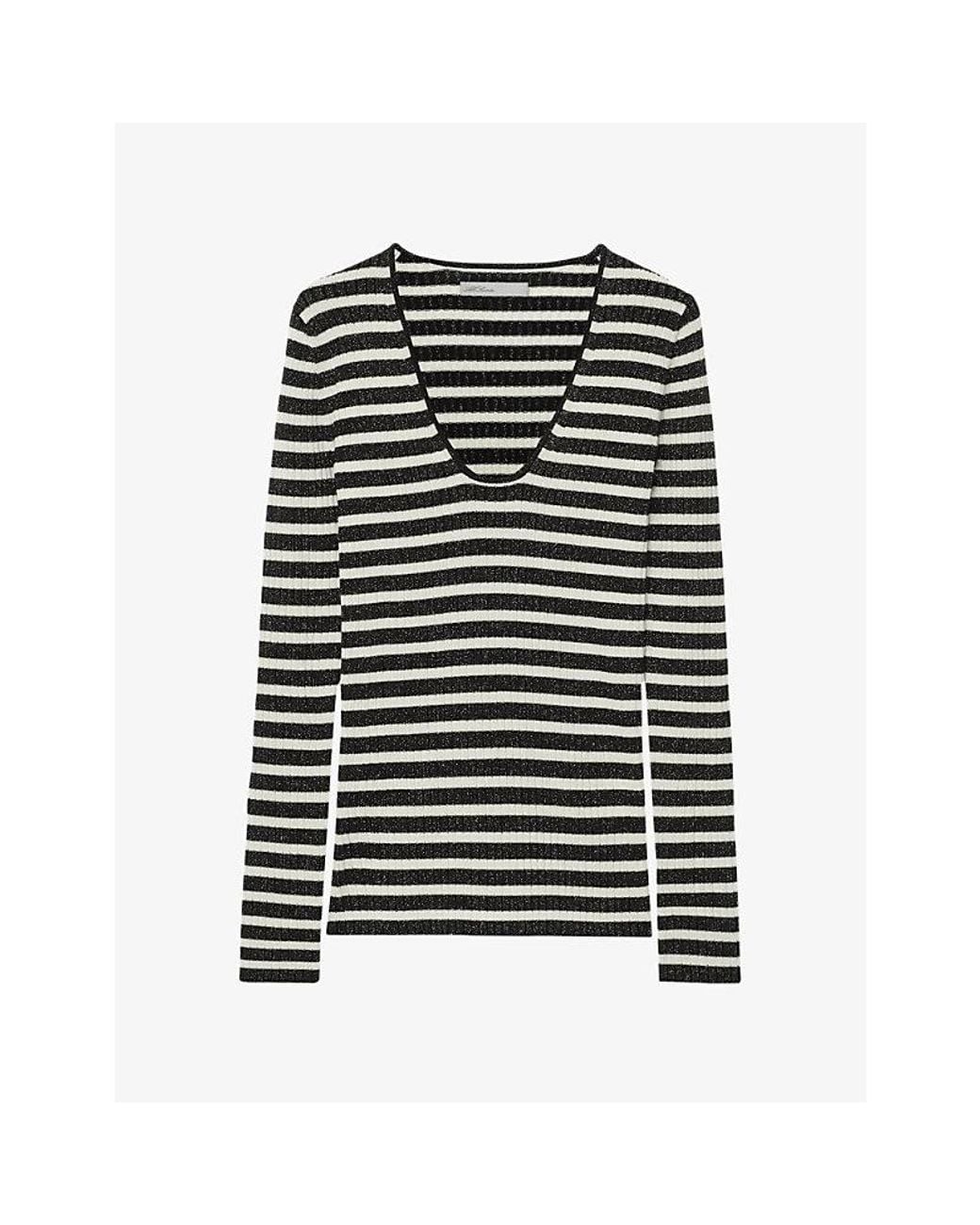 AllSaints Black Kay Breton Scoop-Neck Wool-Blend Jumper