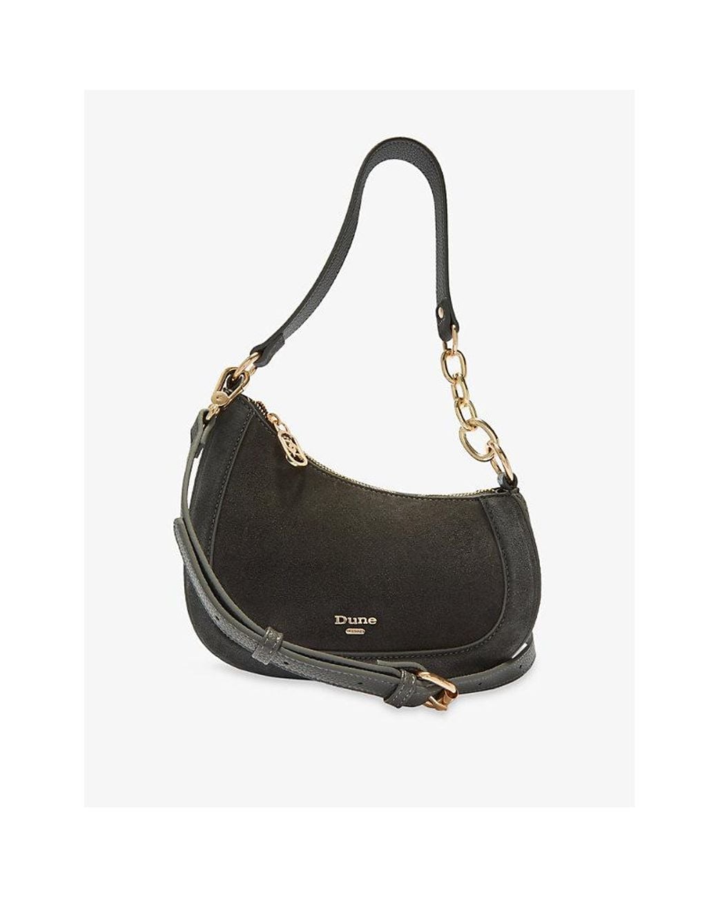Dune Black Direction Small Suede Shoulder Bag