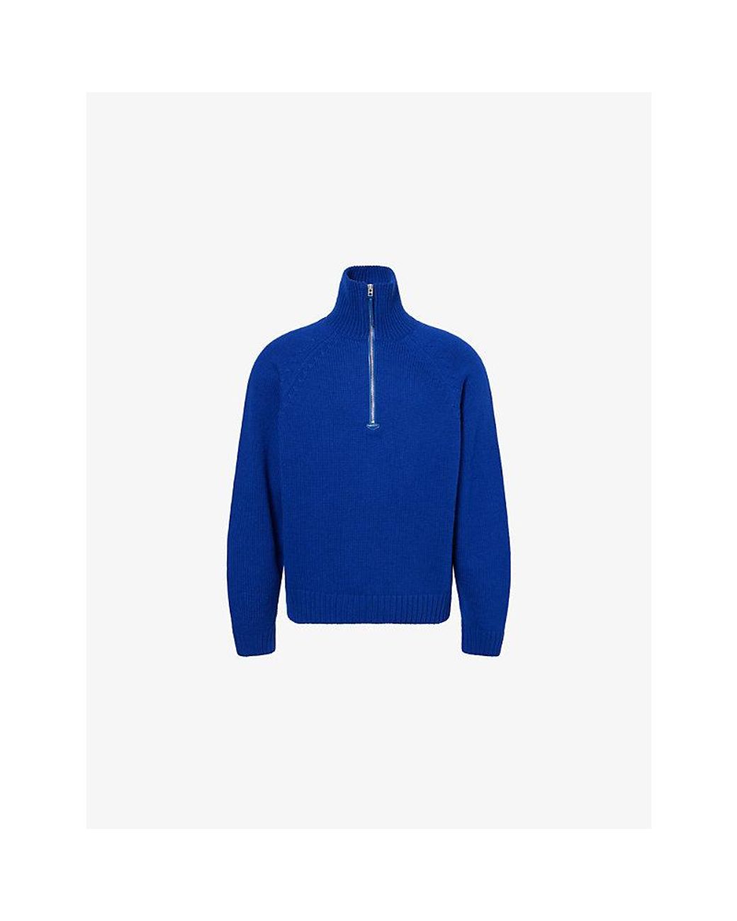 Tom Ford Blue High-Neck Half-Zip Wool And Cashmere-Blend Jumper for men