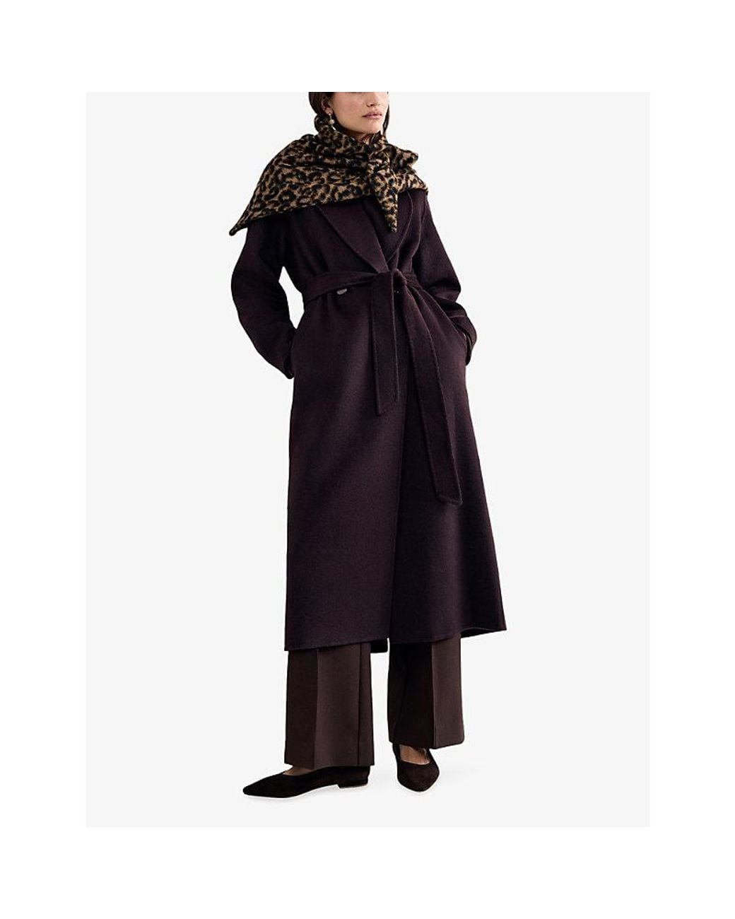 Phase Eight Blue Daisy Shawl-Collar Double-Face Wool-Blend Midi Coat