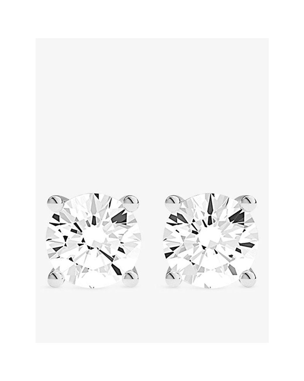 Apm Monaco White Lumiere Rhodium Plated Alloy And Cubic Zirconia Tennis Stud Earrings